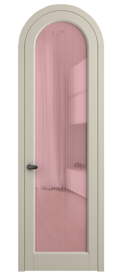 Межкомнатная дверь Палаццо 6814 Матовый бежево-серый Рифлёное розовое стекло "Мору", триплекс Цена 7400 Br | Volhovec