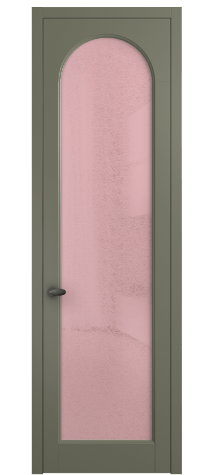 Межкомнатная дверь Палаццо 6804 Матовый оливковый тёмный Фактурное розовое стекло "Лёд", триплекс Цена 5500 Br | Volhovec