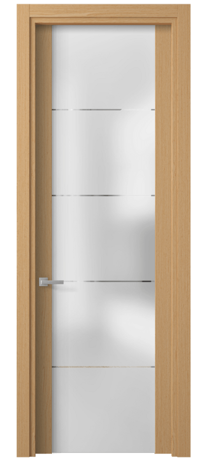 Межкомнатная дверь Planum 4114 Дуб песочный матовый Сатинированное стекло с гравировкой «КВАДРО», триплекс 8 мм Цена 4290 Br | Volhovec