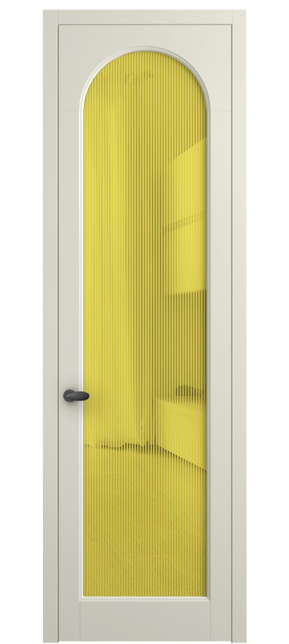 Межкомнатная дверь Палаццо 6804 Матовый молочно-белый Рифлёное желтое стекло "Дюна", триплекс Цена 5500 Br | Volhovec