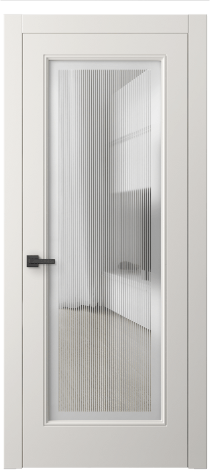 Межкомнатная дверь Linea 8300 Матовый пудровый белый Сатинированное с гравировкой "Каннелюры", триплекс Цена 4480 Br | Volhovec