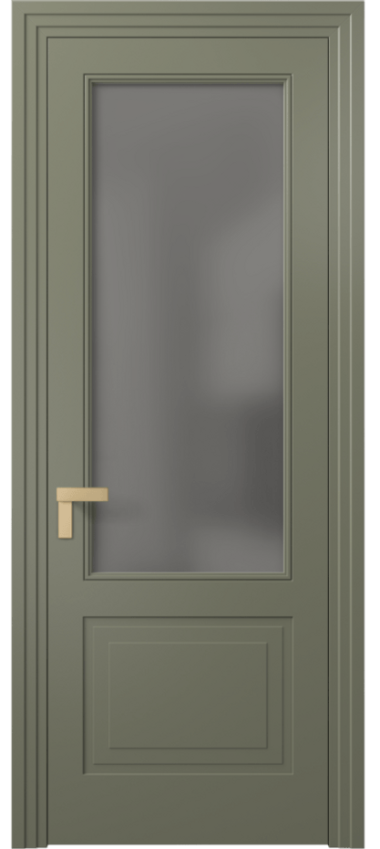 Межкомнатная дверь Рокка 8352 Матовый оливковый тёмный Сатинированное серое стекло, триплекс Цена 3660 Br | Volhovec