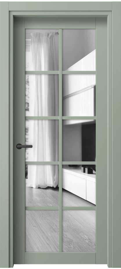 Межкомнатная дверь Neo// 2106 ПЭТ светло-оливковый Двустороннее зеркало, триплекс, 6 мм Цена 1530 Br | Volhovec