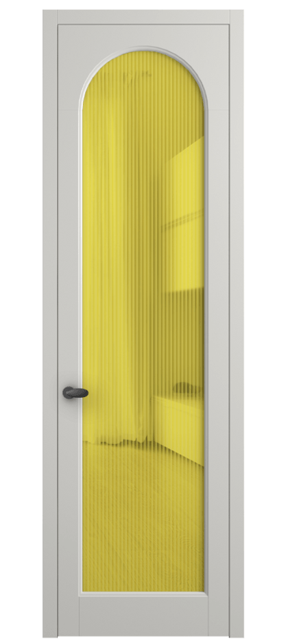 Межкомнатная дверь Palazzo 6804 Матовый серый Рифлёное жёлтое стекло "Moru", триплекс Цена 5600 Br | Volhovec