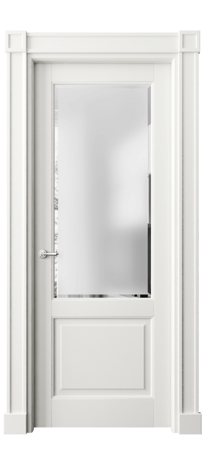 Межкомнатная дверь Тоскана Плано 6302 Матовый серый Сатинированное стекло с фацетом Цена 6930 Br | Volhovec