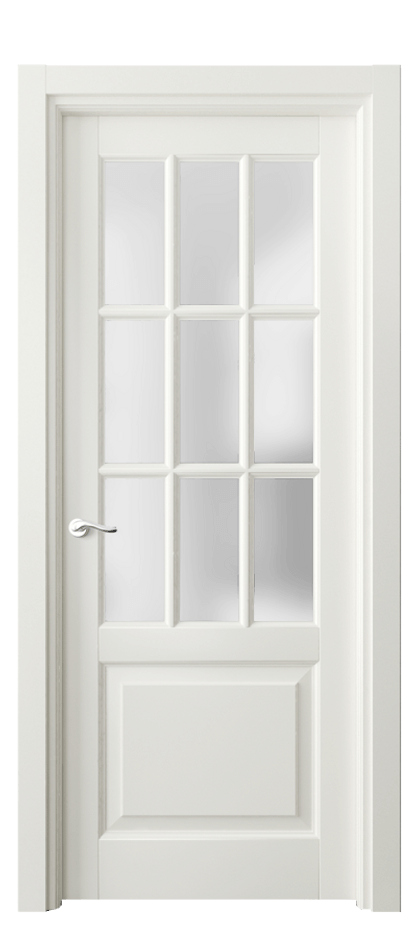 Межкомнатная дверь Лигнум 0748 Матовый жемчужный Сатинированное стекло Цена 6160 Br | Volhovec