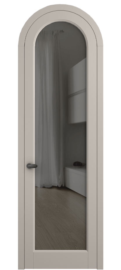 Межкомнатная дверь Палаццо 6814 Матовый светло-бежевый Прозрачное серое стекло, триплекс Цена 6900 Br | Volhovec