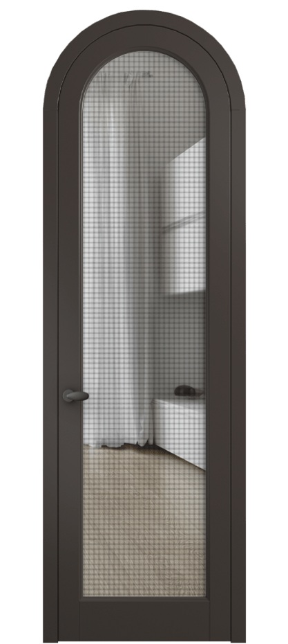 Межкомнатная дверь Palazzo 6814 Матовый антрацит Декоративное стекло с сеткой "Mesh silver", триплекс Цена 7100 Br | Volhovec