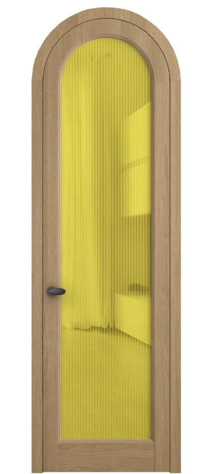 Межкомнатная дверь Palazzo 6814 Дуб соломенный матовый Рифлёное жёлтое стекло "Moru", триплекс Цена 11500 Br | Volhovec