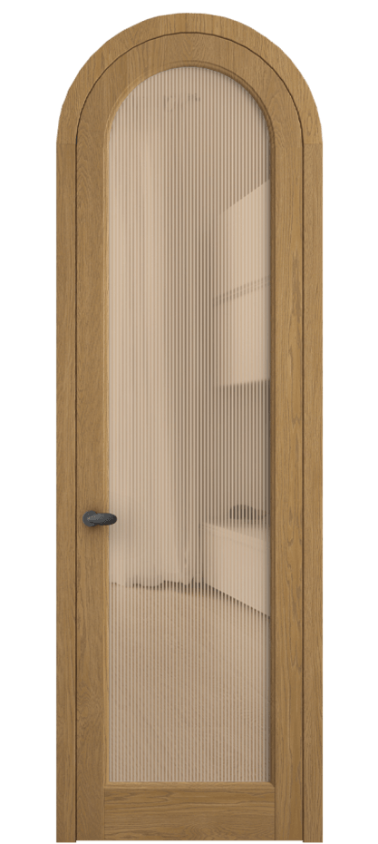 Межкомнатная дверь Palazzo 6814 Дуб солнечный матовый Рифлёное оранжевое стекло "Дюна", триплекс Цена 11400 Br | Volhovec