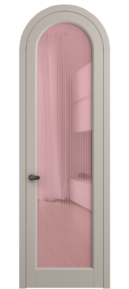 Межкомнатная дверь Palazzo 6814 Матовый светло-бежевый Рифлёное розовое стекло "Moru", триплекс Цена 7100 Br | Volhovec