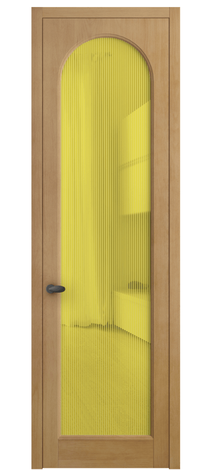 Межкомнатная дверь Palazzo 6804 Бук натуральный матовый Рифлёное желтое стекло "Дюна", триплекс, 8 мм Цена 6400 Br | Volhovec