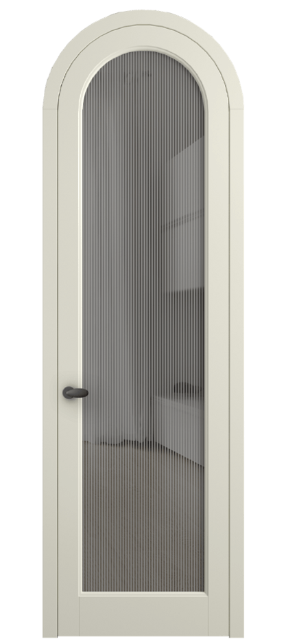 Межкомнатная дверь Palazzo 6814 Матовый молочно-белый Рифлёное серое стекло "Дюна", триплекс, 8 мм Цена 6600 Br | Volhovec