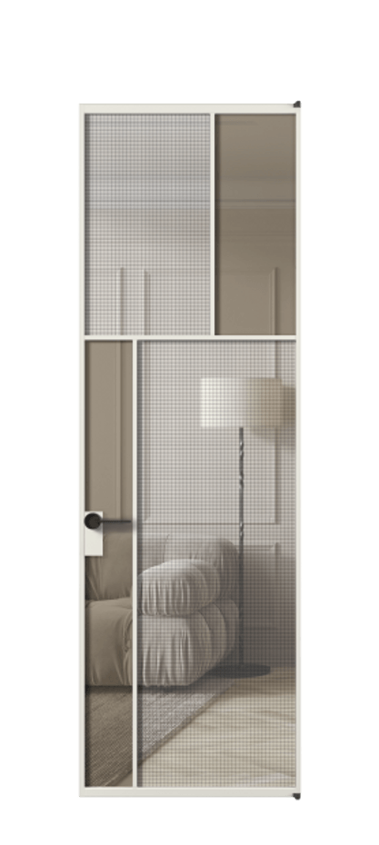 Межкомнатная дверь Mosaic АЛПЛ041.22 Алюминий серый Mesh silver + Бронза прозрачное триплекс Цена 8680 Br | Volhovec