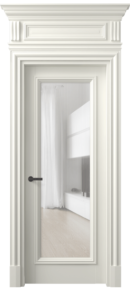 Межкомнатная дверь Антик 7300 Матовый жемчужный Рифлёное стекло "Дюна", триплекс Цена 9020 Br | Volhovec