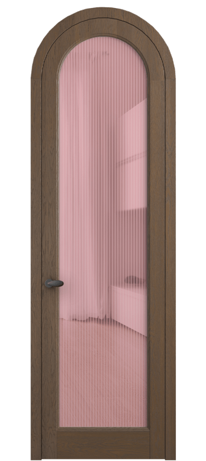 Межкомнатная дверь Palazzo 6814 Дуб туманный матовый Рифлёное розовое стекло "Moru", триплекс Цена 11500 Br | Volhovec