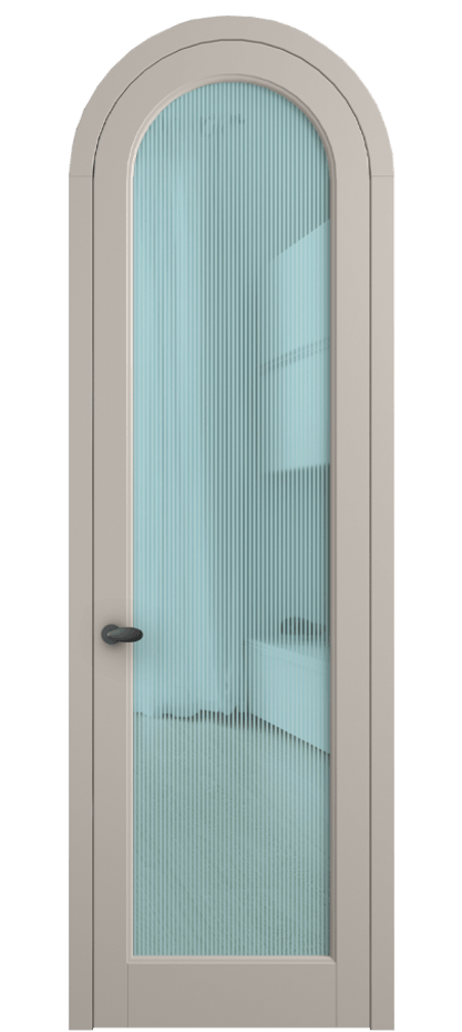 Межкомнатная дверь Palazzo 6814 Матовый светло-бежевый Рифлёное голубое стекло "Дюна", триплекс Цена 7000 Br | Volhovec