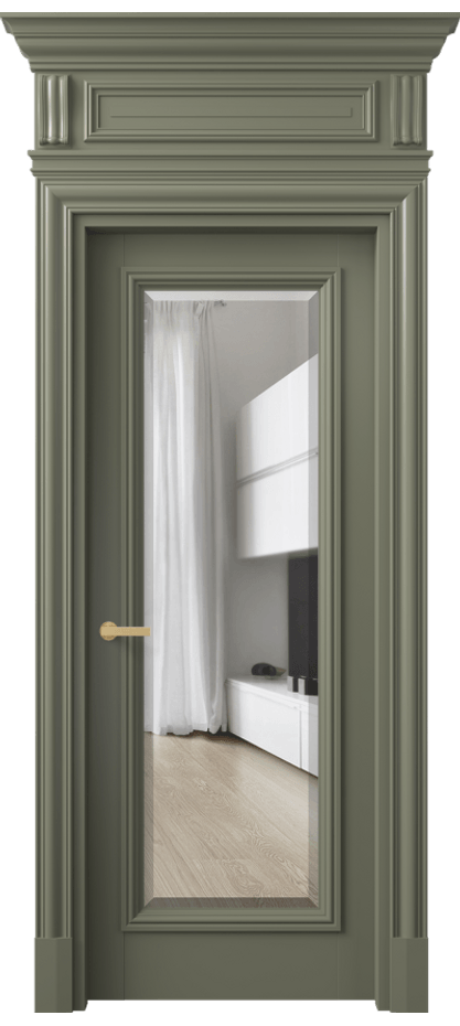 Межкомнатная дверь Антик 7300 Матовый оливковый тёмный Прозрачное стекло с фацетом Цена 8680 Br | Volhovec