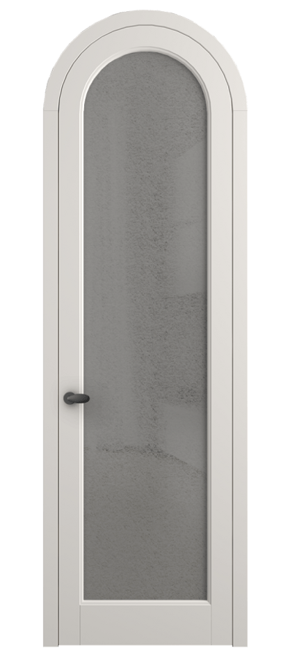 Межкомнатная дверь Палаццо 6814 Матовый пудровый белый Фактурное серое стекло "Лёд", триплекс Цена 7000 Br | Volhovec