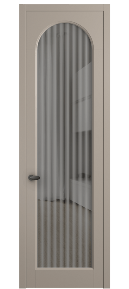 Межкомнатная дверь Palazzo 6804 Матовый бисквитный Рифлёное серое стекло "Дюна", триплекс Цена 5500 Br | Volhovec