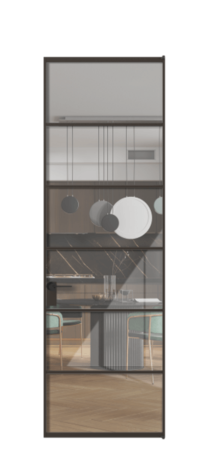 Алюминиевая дверь АЛПЛ040.04 Алюминий антрацит Рефлективное прозрачное стекло "Stopsol", калёное Цена 8420  | Volhovec