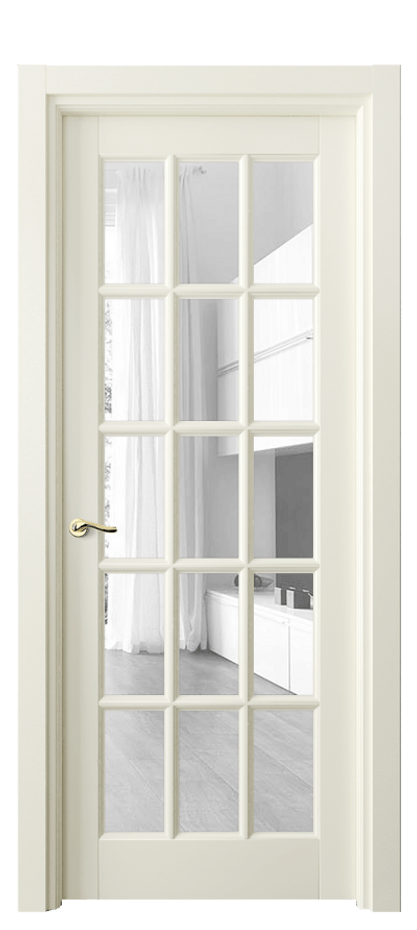 Межкомнатная дверь Лигнум 0708 Матовый молочно-белый Прозрачное стекло Цена 6160 Br | Volhovec