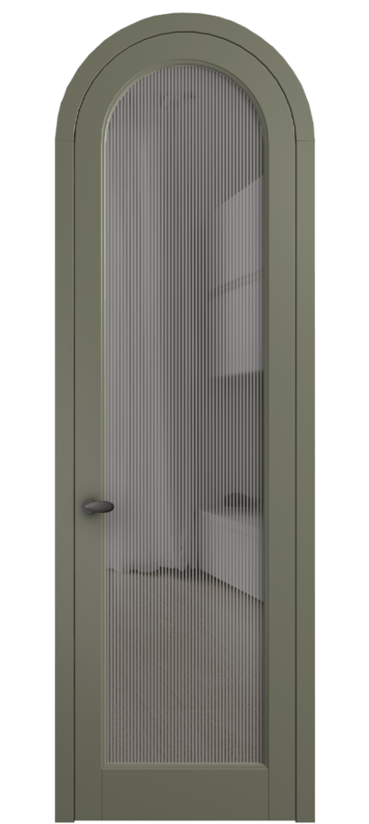 Межкомнатная дверь Palazzo 6814 Матовый оливковый тёмный Рифлёное серое стекло "Дюна", триплекс, 8 мм Цена 6600 Br | Volhovec