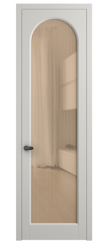 Межкомнатная дверь Palazzo 6804 Матовый серый Рифлёное оранжевое стекло "Moru", триплекс Цена 5600 Br | Volhovec