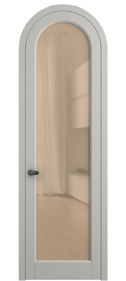 Межкомнатная дверь Палаццо 6814 Матовый тёплый серый Рифлёное оранжевое стекло "Дюна", триплекс Цена 7000 Br | Volhovec