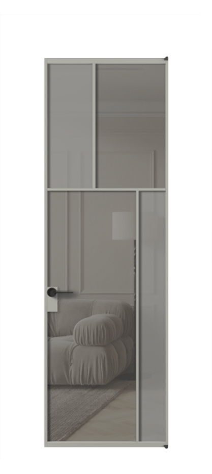 Межкомнатная дверь Mosaic АЛПЛ041.23 Алюминий нейтральный серый Сатинированное серое стекло, триплекс, 6 мм + Прозрачное серое стекло, триплекс, 6 мм Цена 6830 Br | Volhovec