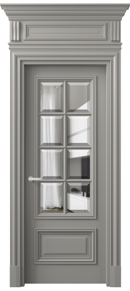 Межкомнатная дверь Антик 7316 Матовый нейтральный серый Прозрачное стекло с фацетом Цена 9720 Br | Volhovec