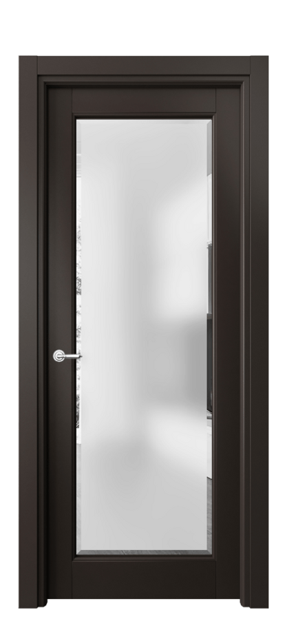 Дверь межкомнатная Тоскана Элегантэ 6300 Матовый антрацит Сатинированное стекло с фацетом Гладкий наличник МАН Цена 5040 Br Наличники уже входят в базовый комплект. Фабрика дверей Волховец 8 (800) 551 43 19 Межкомнатная дверь Тоскана Элегантэ 6300 Матовый антрацит Сатинированное стекло с фацетом Цена 5040 Br | Volhovec