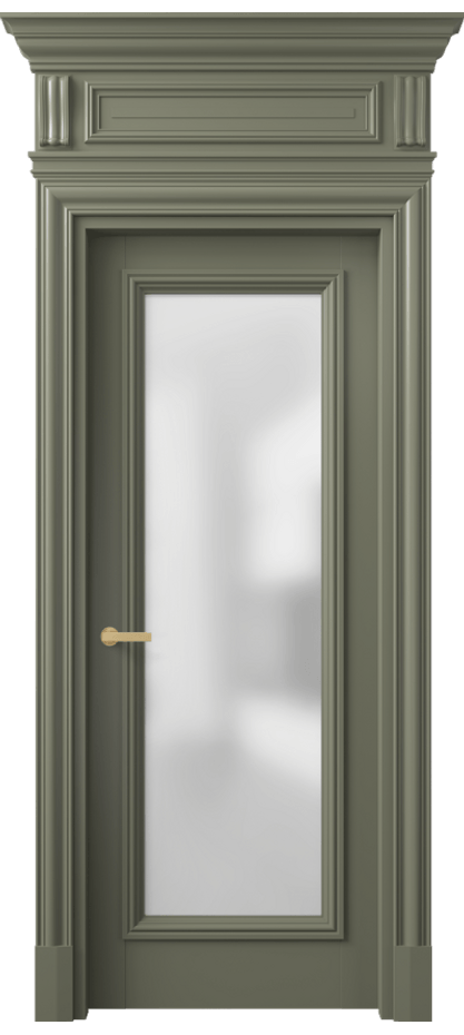 Межкомнатная дверь Антик 7300 Матовый оливковый тёмный Сатинированное стекло Цена 8570 Br | Volhovec