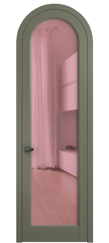 Межкомнатная дверь Palazzo 6814 Матовый оливковый тёмный Прозрачное розовое стекло, триплекс Цена 6700 Br | Volhovec
