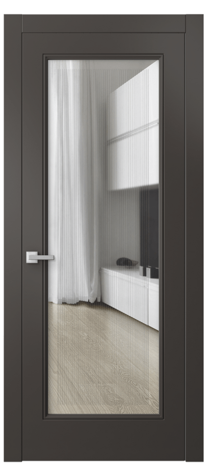 Межкомнатная дверь Линия 8300 Матовый антрацит Прозрачное стекло с гравировкой "Каннелюры", триплекс Цена 4480 Br | Volhovec