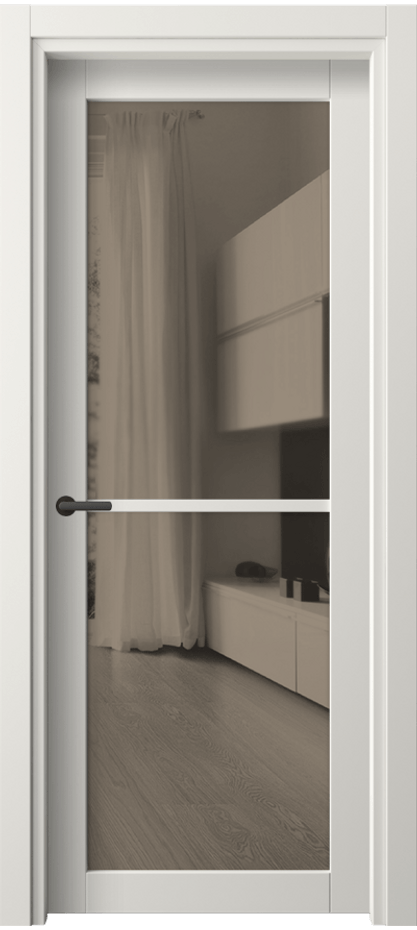 Межкомнатная дверь Нео 2108 ПЭТ белоснежный Двустороннее бронзовое зеркало, триплекс Цена 0 Br | Volhovec