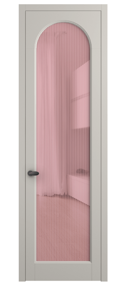Межкомнатная дверь Палаццо 6804 Матовый облачно-серый Рифлёное розовое стекло "Мору", триплекс Цена 5600 Br | Volhovec