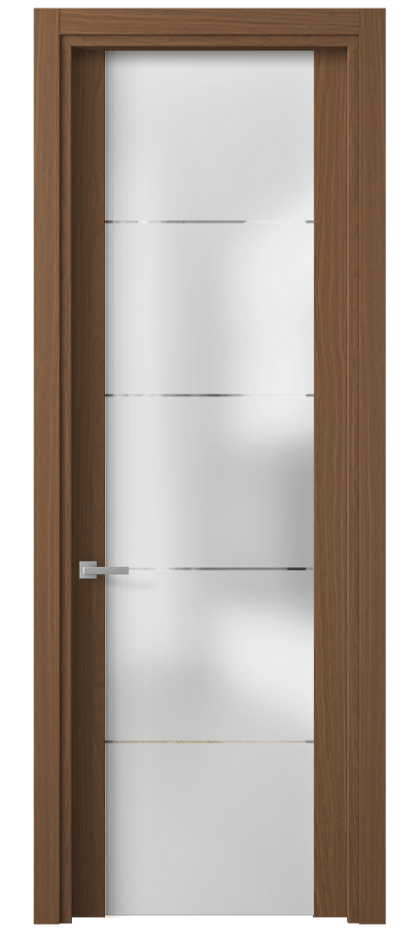 Межкомнатная дверь Planum 4114 Дуб шоколадный матовый Сатинированное стекло с гравировкой «КВАДРО», триплекс Цена 4560 Br | Volhovec