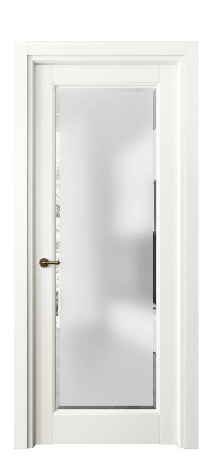 Межкомнатная дверь Тоскана Ромбо 6300 Матовый жемчужный Сатинированное стекло с фацетом Цена 5040 Br | Volhovec