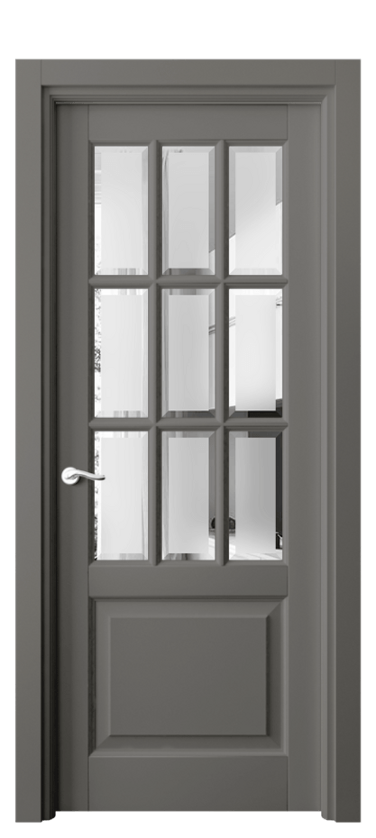 Межкомнатная дверь Лигнум 0748 Матовый классический серый Сатинированное стекло с фацетом Цена 6680 Br | Volhovec