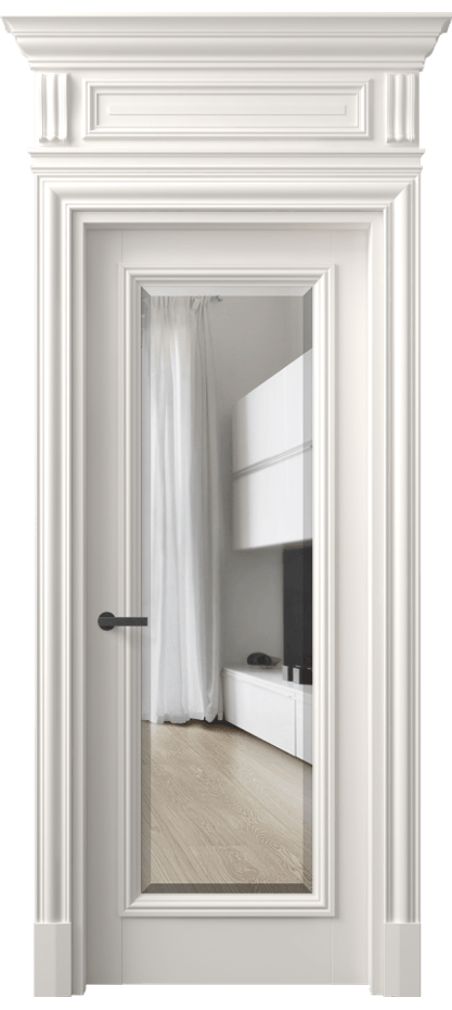 Межкомнатная дверь Антик 7300 Матовый пудровый белый Прозрачное стекло с фацетом Цена 8680 Br | Volhovec