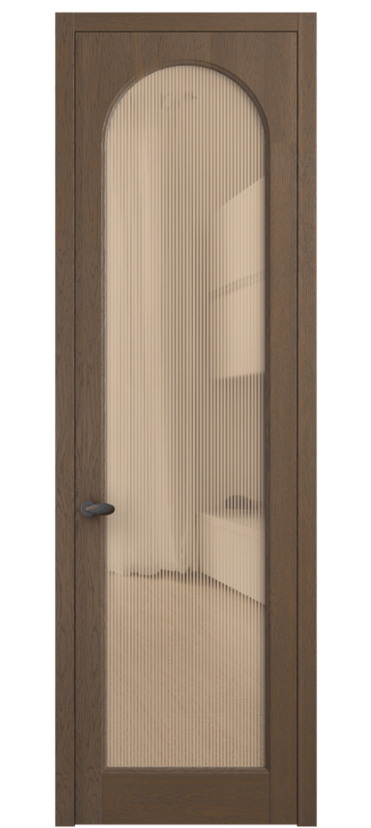 Межкомнатная дверь Palazzo 6804 Дуб туманный матовый Рифлёное оранжевое стекло "Дюна", триплекс Цена 8200 Br | Volhovec