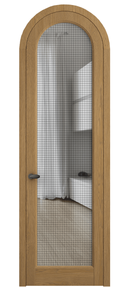 Межкомнатная дверь Palazzo 6814 Дуб солнечный матовый Декоративное стекло с сеткой "Mesh silver", триплекс, 6 мм Цена 10800 Br | Volhovec