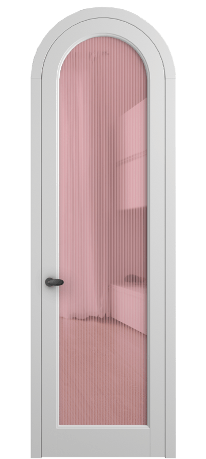Межкомнатная дверь Palazzo 6814 Матовый белоснежный Рифлёное розовое стекло "Moru", триплекс, 8 мм Цена 6700 Br | Volhovec