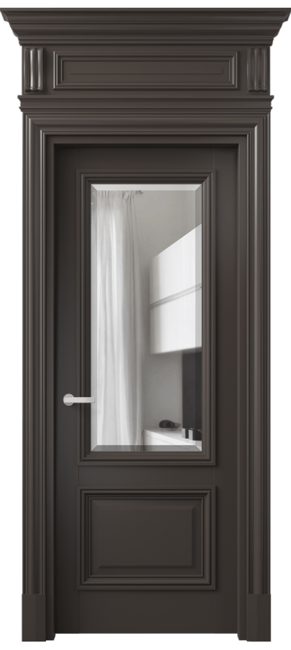 Межкомнатная дверь Антик 7302 Матовый антрацит Прозрачное стекло с фацетом Цена 8680 Br | Volhovec