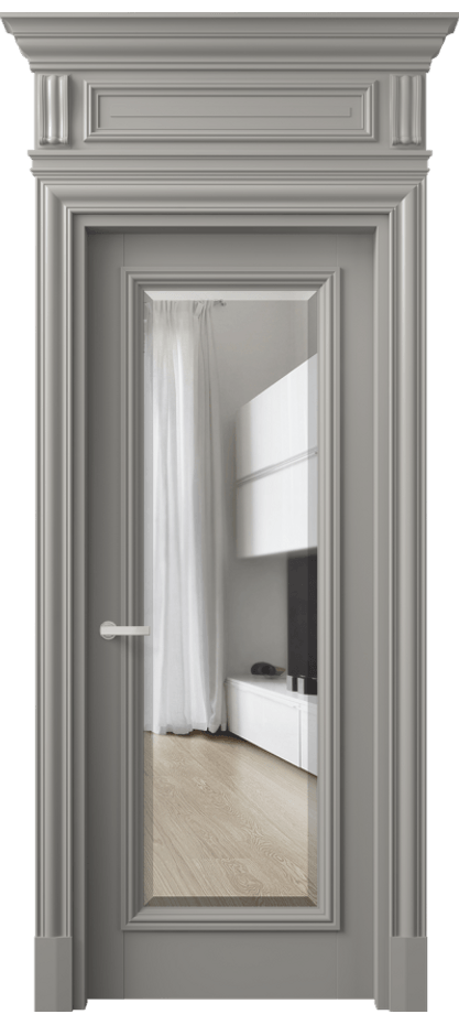 Межкомнатная дверь Антик 7300 Матовый нейтральный серый Прозрачное стекло с фацетом Цена 8680 Br | Volhovec