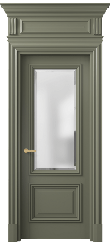 Межкомнатная дверь Антик 7302 Матовый оливковый тёмный Сатинированное стекло с фацетом Цена 8680 Br | Volhovec