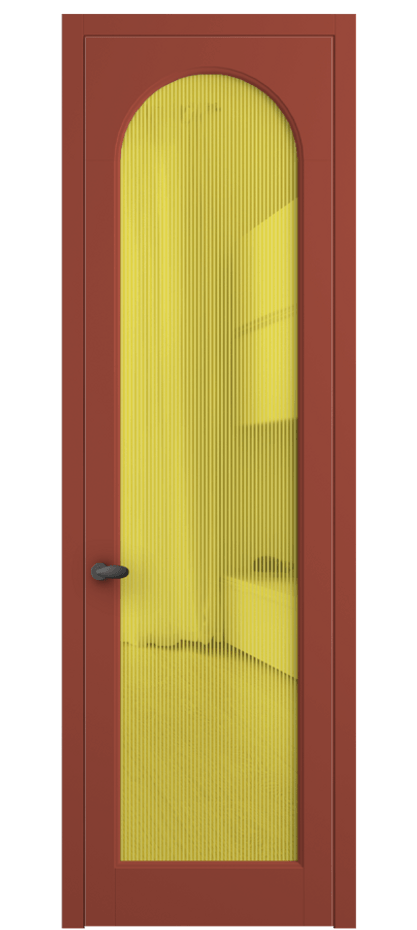 Межкомнатная дверь Палаццо 6804 Матовый белоснежный Рифлёное желтое стекло "Дюна", триплекс Цена 6900 Br | Volhovec