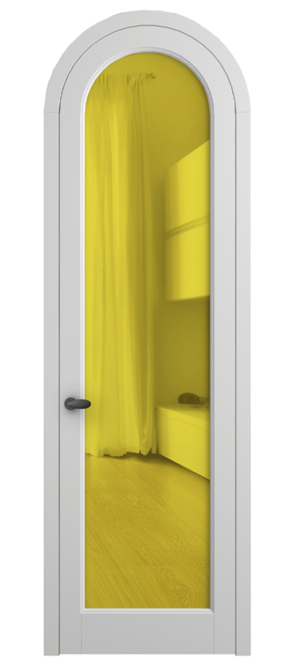 Межкомнатная дверь Palazzo 6814 Матовый белоснежный Прозрачное жёлтое стекло, триплекс Цена 6700 Br | Volhovec