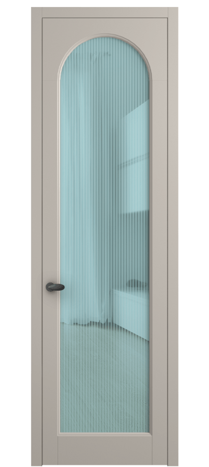 Межкомнатная дверь Палаццо 6804 Матовый светло-бежевый Рифлёное голубое стекло "Мору", триплекс Цена 5600 Br | Volhovec